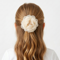 Ivory textured rose hair clip for girls with layered sculpted petals
