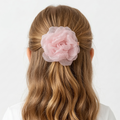 Pink textured rose hair clip for girls with layered sculpted petals
