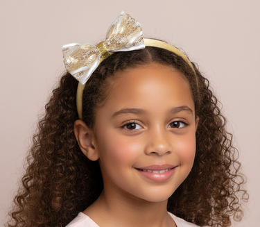 Golden Lace Bow Headband