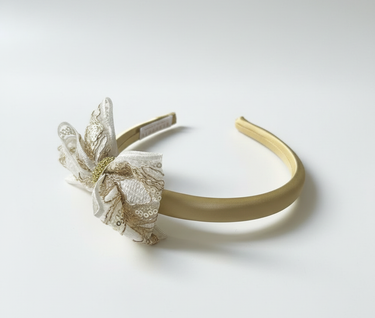 Golden Lace Bow Headband