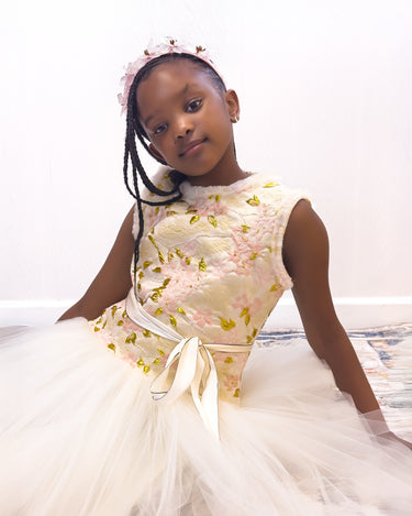 Golden Bloom Tulle Gown - Girls Party Dress - Rehoboth Kidz