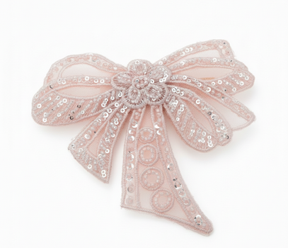 Lace Heirloom Pink Bow Clip
