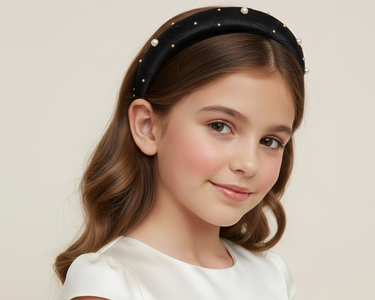 Midnight Jacquard Pearl Dot Headband