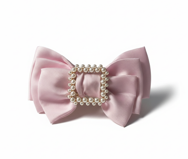 Pearl Bow Satin Hair Clip