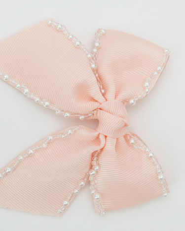 Luxury pearl trim signature bow hair clip for girls