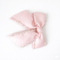 Luxury pearl trim signature bow hair clip for girls