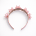 Luxury pink floral headband with sculpted petals and crystal embellishments for girls