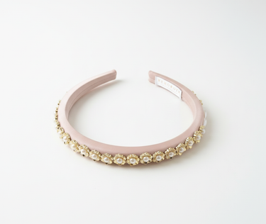Petite Pearl Blush Pink Satin Headband