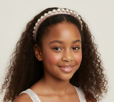 Petite Pearl Blush Pink Satin Headband