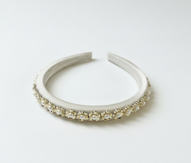 Petite Pearl Ivory Satin Headband