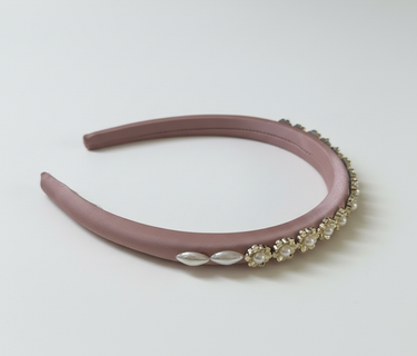 Petite Pearl Dusty Pink Satin Headband