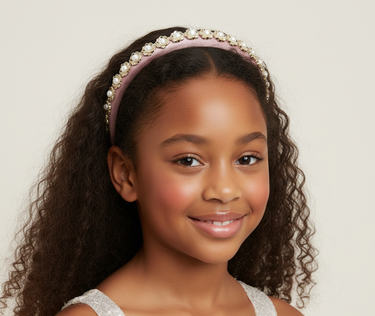 Petite Pearl Dusty Pink Satin Headband