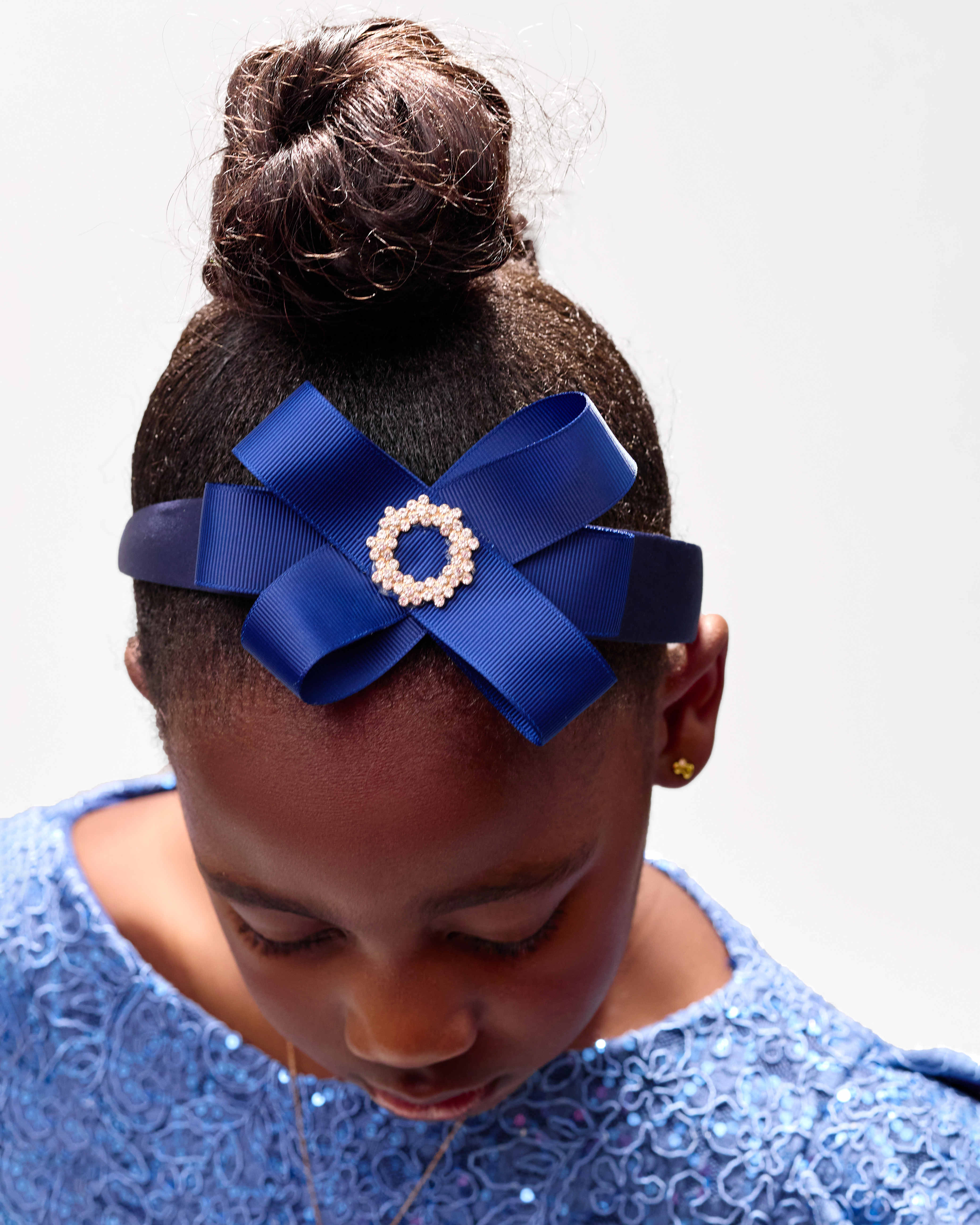 Navy Crystal Bow Headband