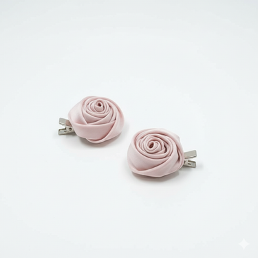 Pink Rosette Duo Hair Clips