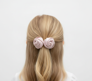 Pink Rosette Duo Hair Clips