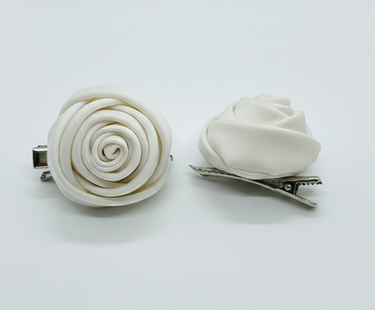 Ivory Rosette Duo Clips