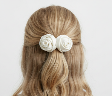 Ivory Rosette Duo Clips