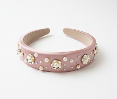Rosette Pearl Dusty Pink Headband