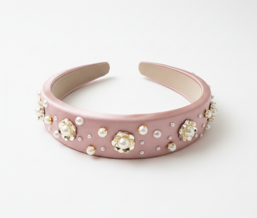 Rosette Pearl Dusty Pink Headband
