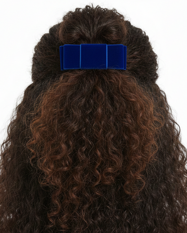 Luxury royal blue velvet signature bow hair clip for girls