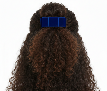 Luxury royal blue velvet signature bow hair clip for girls