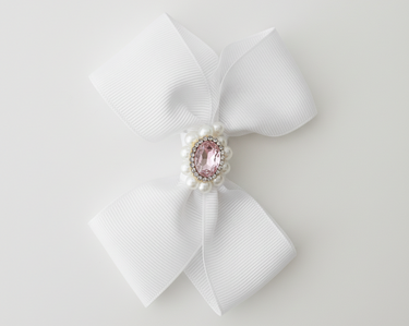 Royal Jewel Bow white Clip for Girls