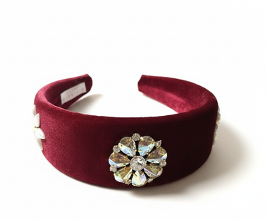 Velvet Daisy Burgundy Crown Headband