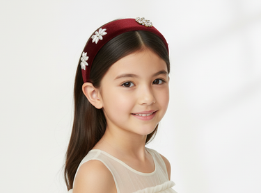 Velvet Daisy Burgundy Crown Headband