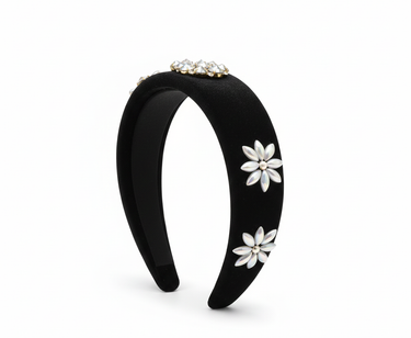 Velvet Daisy Crown Black Headband