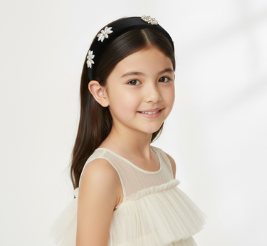 Velvet Daisy Crown Black Headband