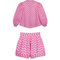 Girls pink zigzag long-sleeve cotton shirt with crystal buttons – Strawberry Pop Set