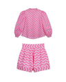 Girls pink zigzag long-sleeve cotton shirt with crystal buttons – Strawberry Pop Set